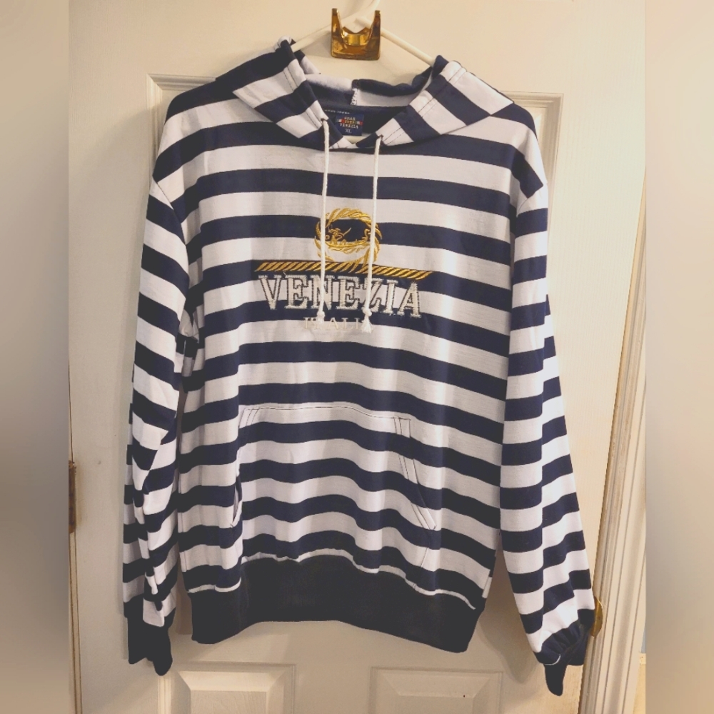 Star Venezia Navy and White Hoodie, XL
